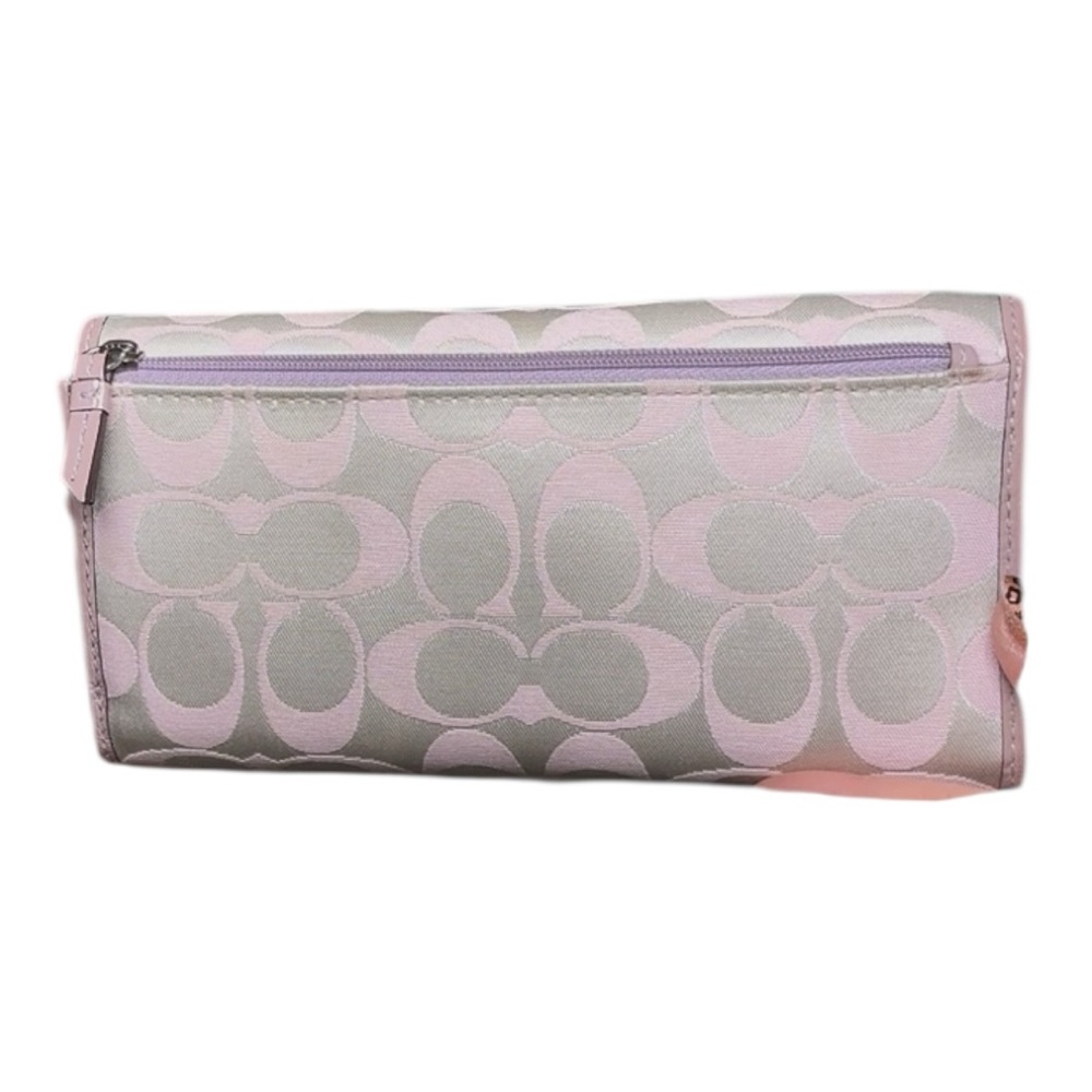 Coach Signature Stripe Patent Trim Wallet Lilac Purple - Picture 3 of 13